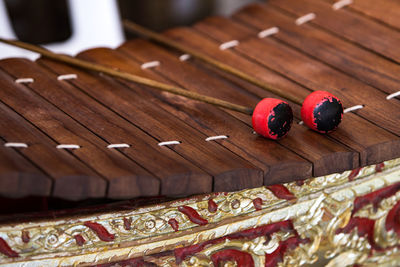 Close up of thai xylophone 