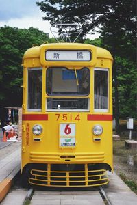 View of train on road