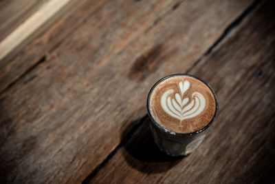 High angle view of coffee on table