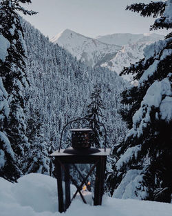 Scenic view of snow covered mountains