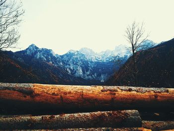 Scenic view of mountains against clear sky