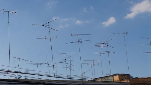 Low angle view of power lines against clear sky