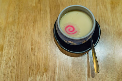 High angle view of tea on table
