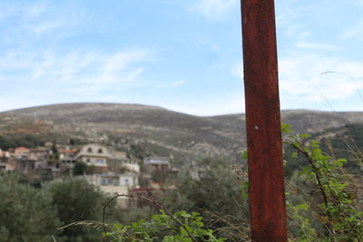 Close-up of townscape against sky