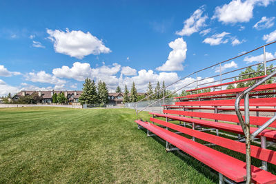 Panoramic shot of grass against sky