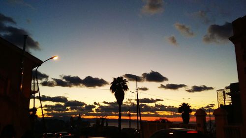 Silhouette palm trees against sky during sunset