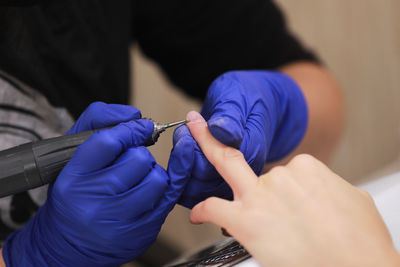 Close-up of hands working