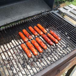 Grilled meat on barbecue grill