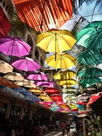 Low angle view of colorful built structure