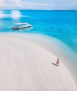 High angle view of man at beach