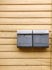 Close-up of mailbox on wall