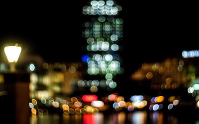 Defocused image of city street at night