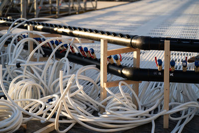 Modern cooling system for ice rink . plastic set of hoses for low temperature and filling with water