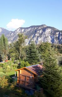 High angle view of houses on mountain