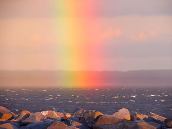 Scenic view of sea against sky during winter