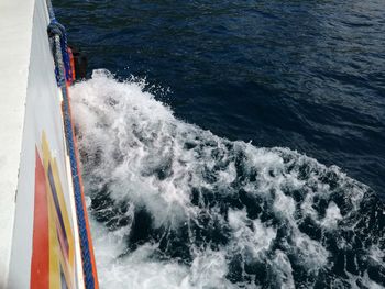 High angle view of surf on sea