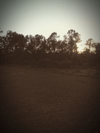 Silhouette trees on field against sky