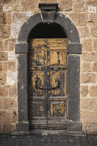 Closed door of old building