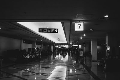 Interior of illuminated airport