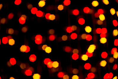 Defocused image of illuminated lights at night