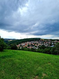 Scenic view of field against sky