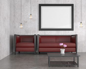 Table and chairs against wall at home