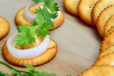 Close-up of served food in plate