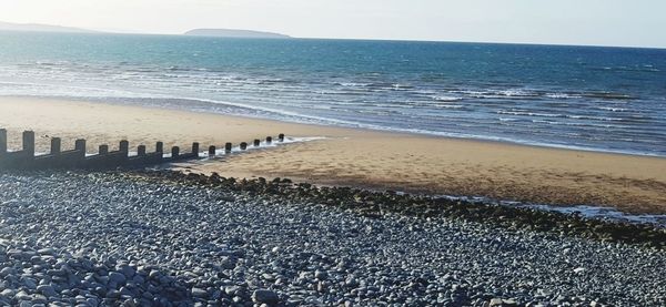 Scenic view of sea against clear sky