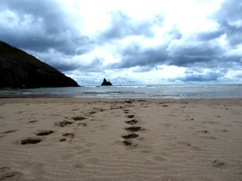 Scenic view of beach against sky