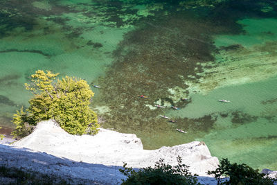 Aerial view of boats on sea