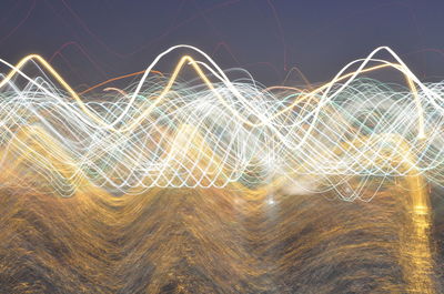 Close-up of light trails at night