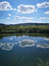 Scenic view of lake against sky