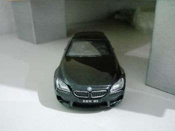 High angle view of car on table