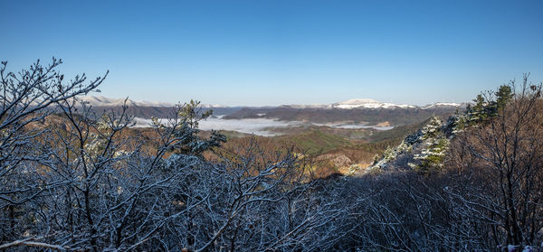 Scenic view of landscape against clear blue sky