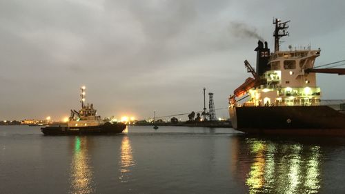 Ship in sea against sky