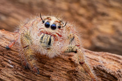Close-up of spider on rock