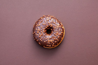 Directly above shot of donut on table