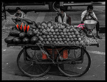 Bicycles on street in city