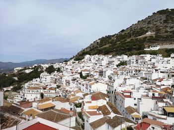 High angle view of townscape against sky