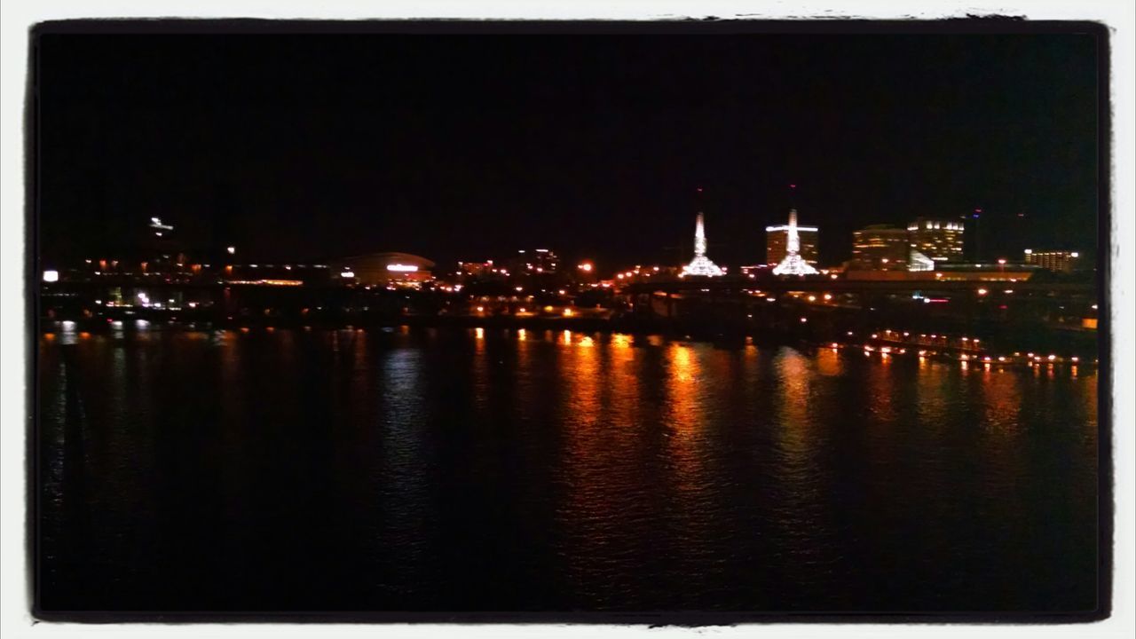 night, illuminated, building exterior, architecture, built structure, water, city, reflection, waterfront, river, transfer print, cityscape, auto post production filter, sky, clear sky, lake, residential building, outdoors, residential structure, no people