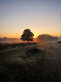 Scenic view of field against sky during sunset
