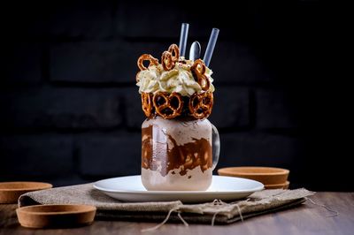 Close-up of ice cream on table