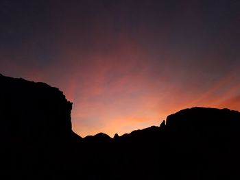 Silhouette mountains against sky during sunset