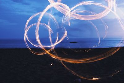 Close-up of light trails at night
