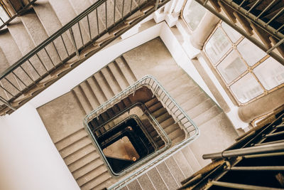 Beautiful spiral staircases. view from above.