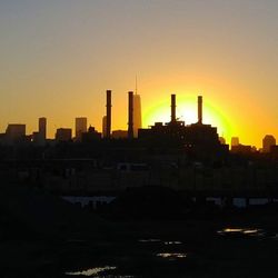 View of cityscape at sunset