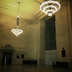 Low angle view of illuminated ceiling