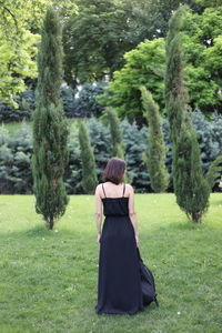 Rear view of woman in park