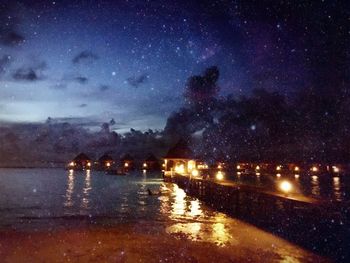 View of illuminated landscape at night