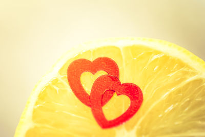 Close-up of heart shape against white background